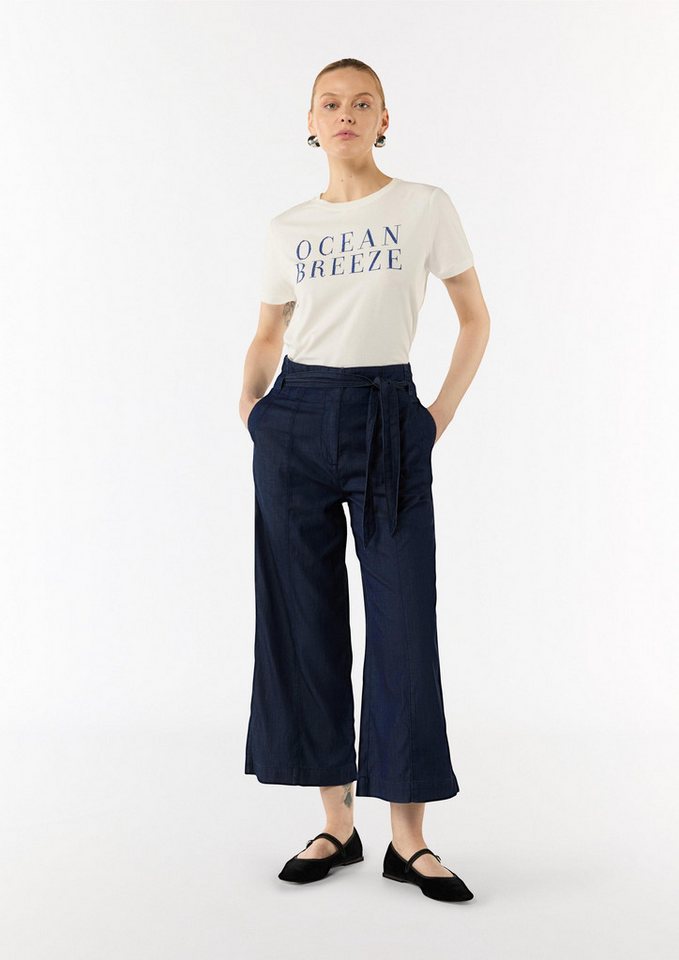 comma Weite Jeans Hose Culotte aus Lyocellmix mit Bindegürtel von comma