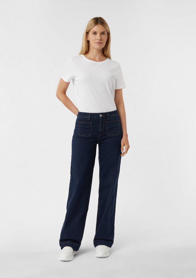 comma Weite Jeans Jeans-Hose Elastische Wide-Leg-Jeans mit aufgesetzten Taschen von comma