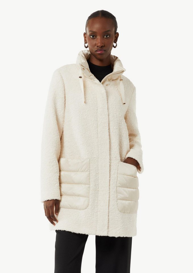 comma Wintermantel Outdoor-Mantel Mantel aus Bouclé-Satin-Mix von comma