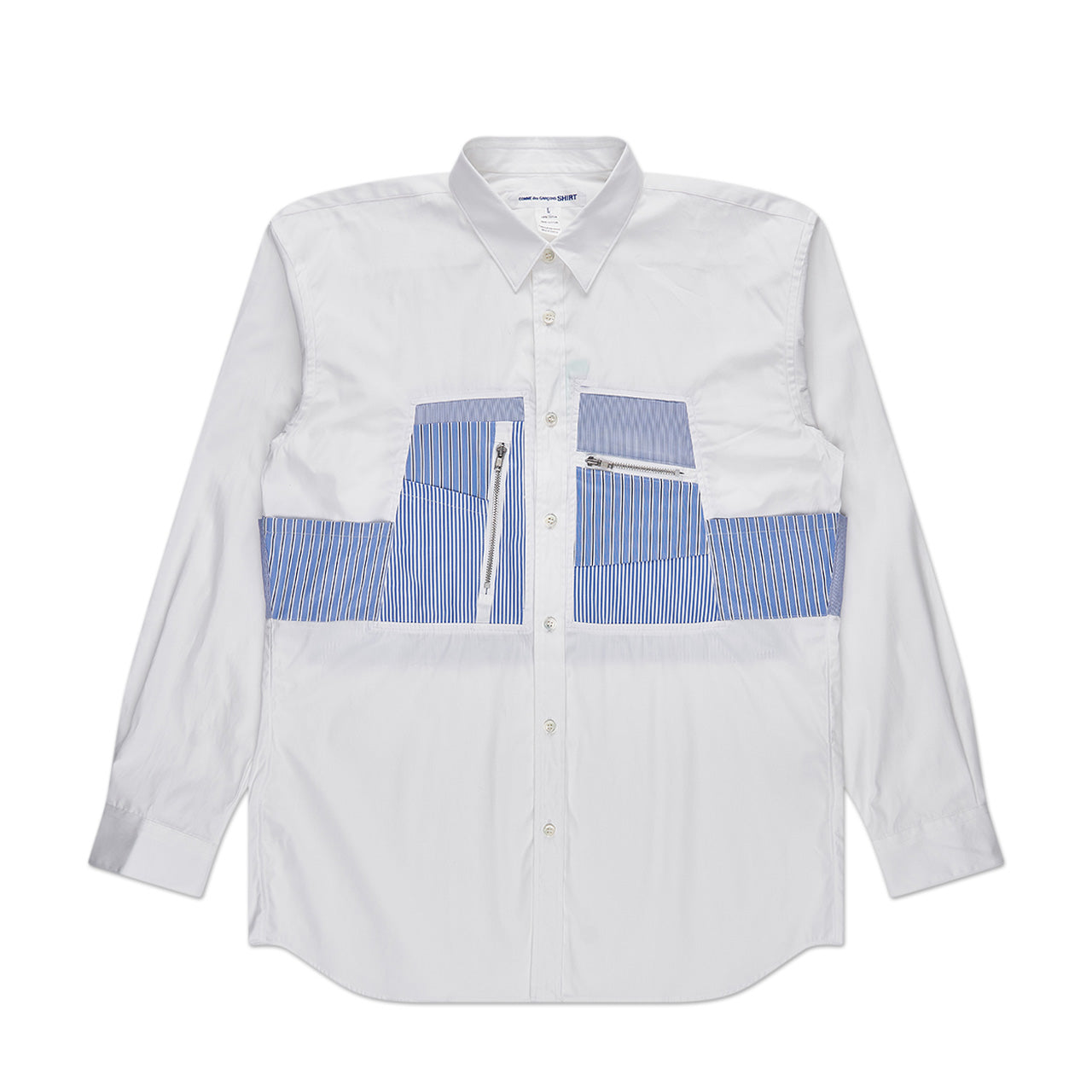 comme des garçons shirt woven shirt (white / blue) von comme des garçons shirt