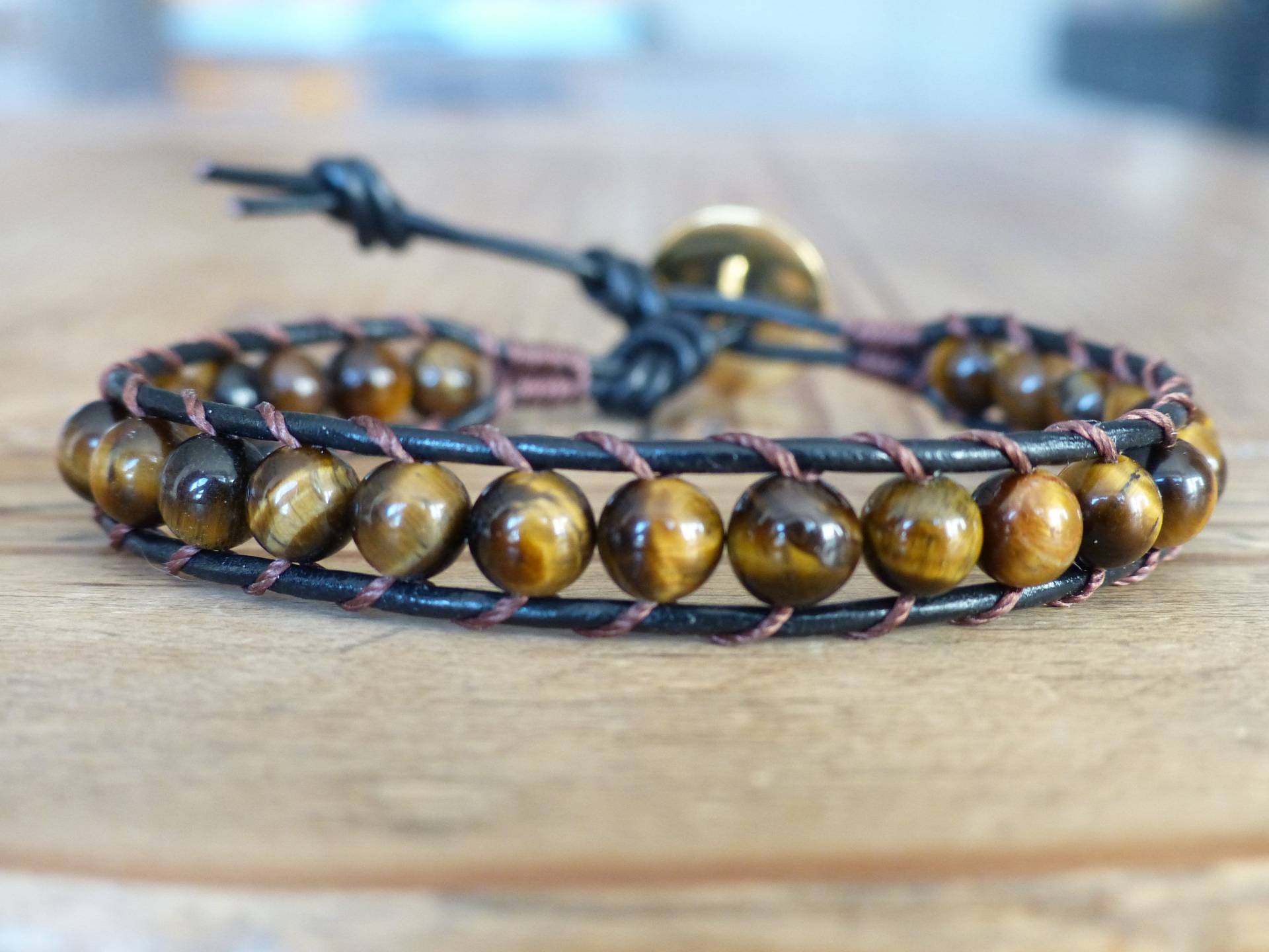 Armband Tiger Eye Leder - Wrap Mann Schwarz Perlen Natursteine Väter Day Geschenk Armband Tiger Eye Leder - Wrap Mann Schwarz Perlen Natursteine Väter Day Geschenk von commedesenfantsEU