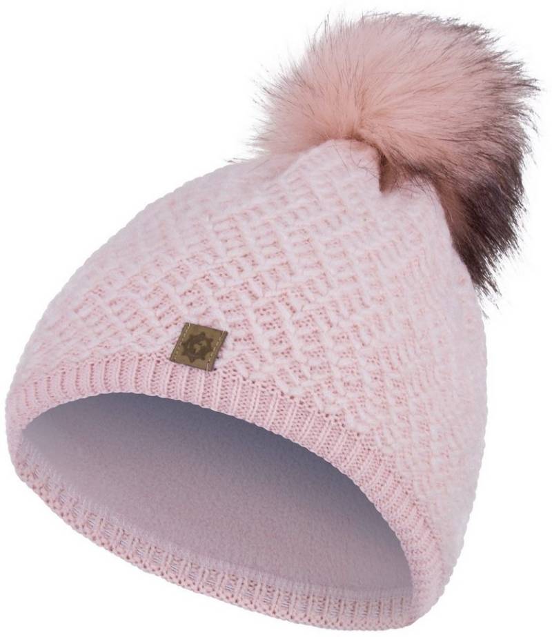 compagno Bommelmütze (1-St) Bommelmütze Wintermütze Beanie Damen Grobstrick Fleecefutter von compagno