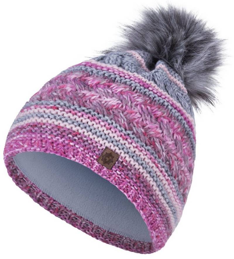 compagno Bommelmütze (1-St) Bommelmütze Wintermütze Damen mehrfarbig Fleecefutter Beanie von compagno