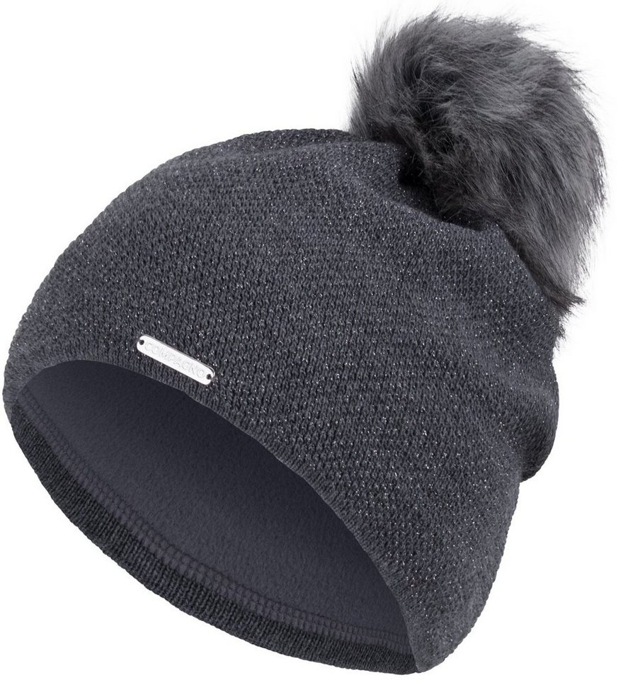 compagno Bommelmütze (1-St) Wintermütze Strickmütze Damen Metallic-Garn Mütze Beanie von compagno