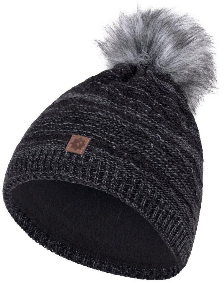 compagno Bommelmütze (1-St) Wintermütze Strickmütze Damen Pailetten Damenmütze Beanie von compagno