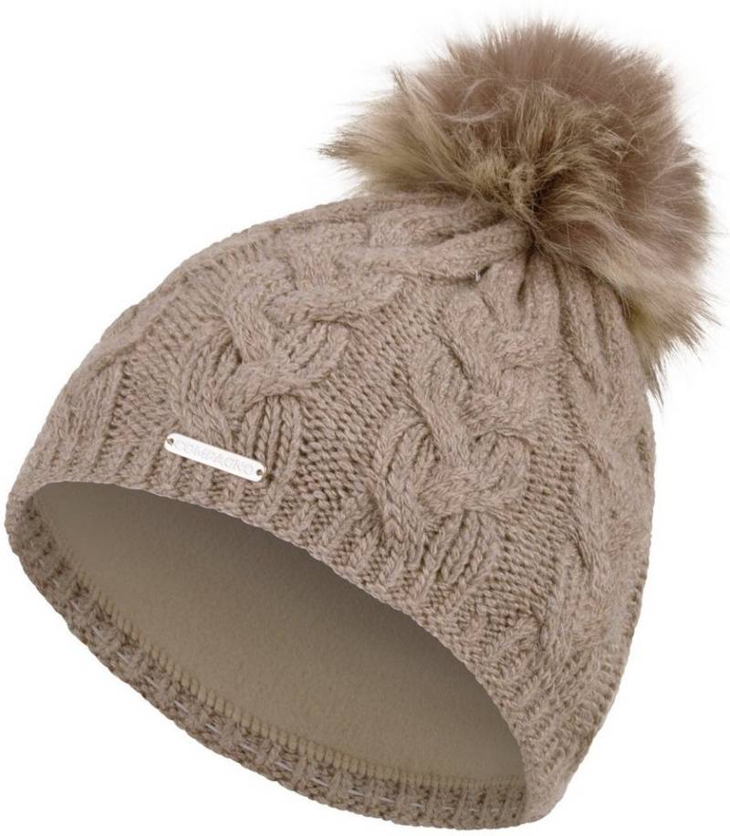 compagno Bommelmütze (1-St) Bommelmütze Wintermütze Zopf-Strickmuster Damen Fleecefutter Beanie von compagno