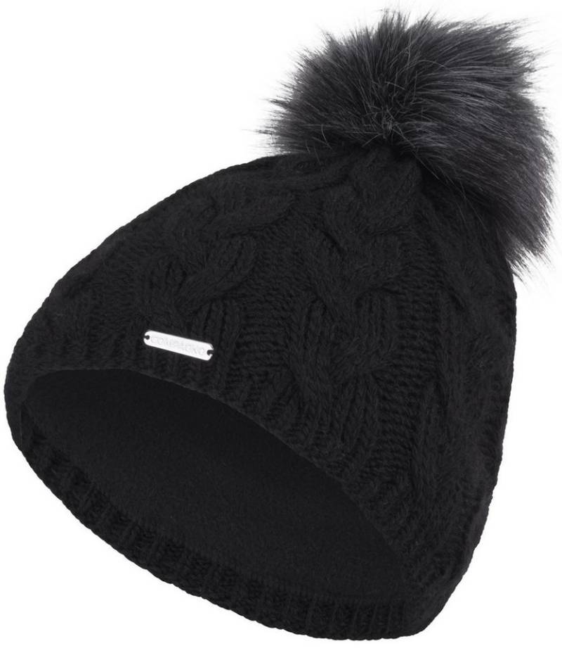 compagno Bommelmütze (1-St) Bommelmütze Wintermütze Zopf-Strickmuster Damen Fleecefutter Beanie von compagno
