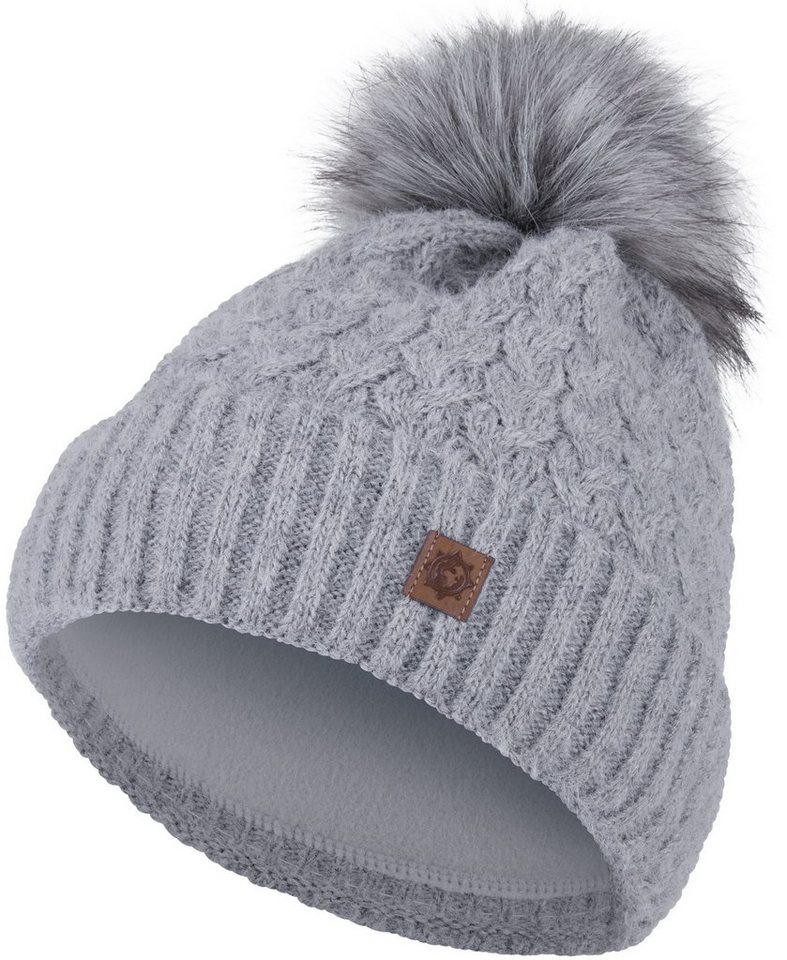 compagno Bommelmütze (1-St) Wintermütze Strick Mütze Winter Strickmütze Damen Fleecefutter Beanie von compagno