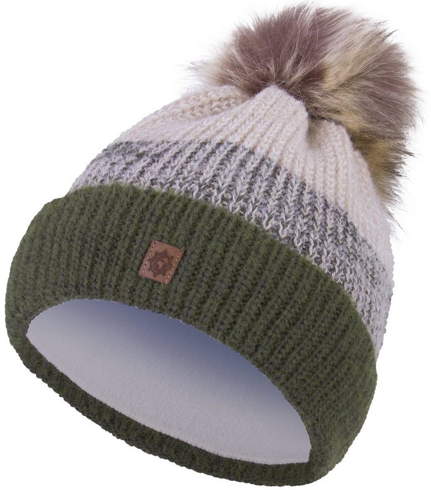 compagno Bommelmütze (1-St) Wintermütze Strickmütze Damen Mütze Winter Fleecefutter Beanie von compagno