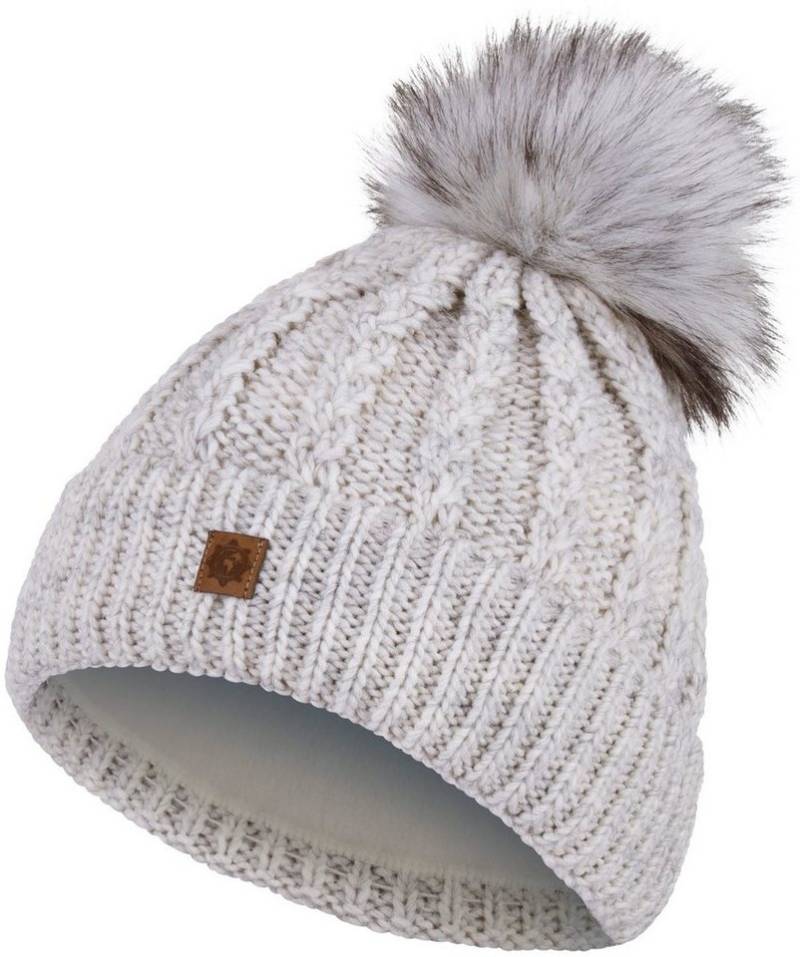 compagno Bommelmütze (1-St) Bommelmütze Wintermütze norwegisches Muster Damen Fleecefutter Beanie von compagno