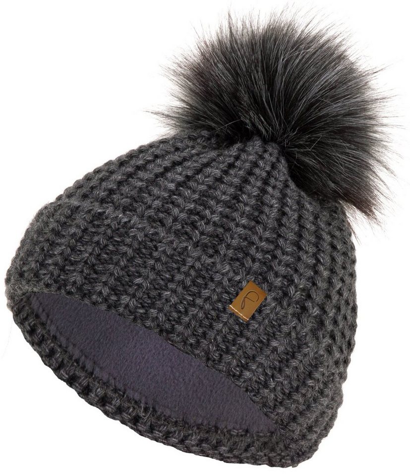 compagno Bommelmütze Wintermütze Damen Winter Mütze Beanie Haube gefüttert Strickmütze von compagno