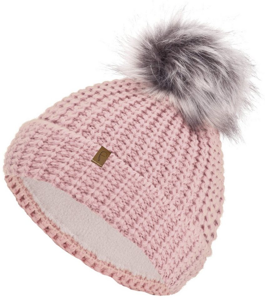 compagno Bommelmütze Wintermütze Damen Winter Mütze Beanie Haube gefüttert Strickmütze von compagno