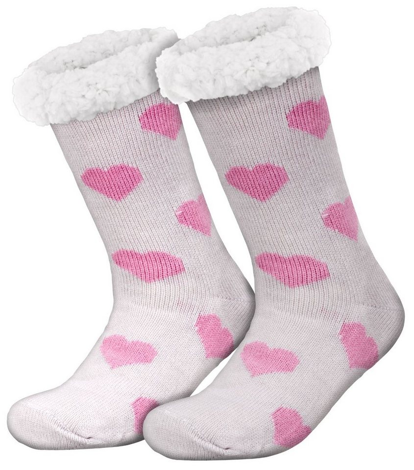 compagno Kuschelsocken (1-Paar) Kuschelsocken Herzen Anti Rutsch Sohle Wintersocken Noppensocken Damen Herren Socken Einheitsgröße von compagno