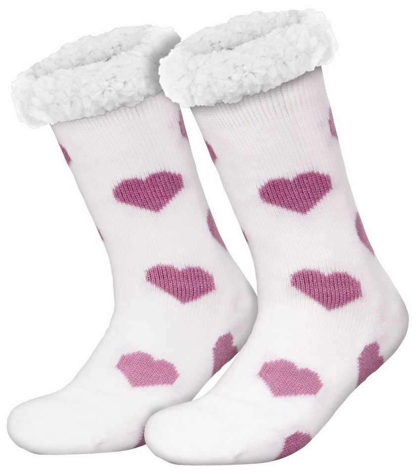 compagno Kuschelsocken (1-Paar) Kuschelsocken Herzen Anti Rutsch Sohle Wintersocken Noppensocken Damen Herren Socken Einheitsgröße von compagno