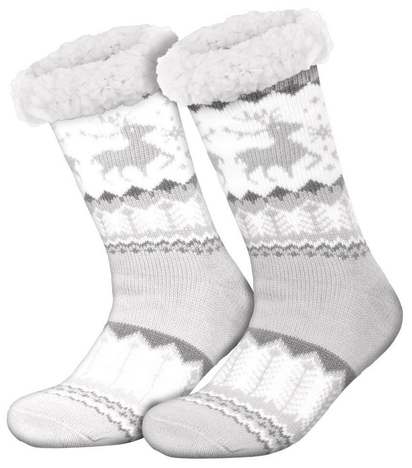 compagno Kuschelsocken (1-Paar) Kuschelsocken Noppensocken Rentiere Anti Rutsch Sohle Wintersocken Damen Herren Socken 1 Paar Einheitsgröße von compagno