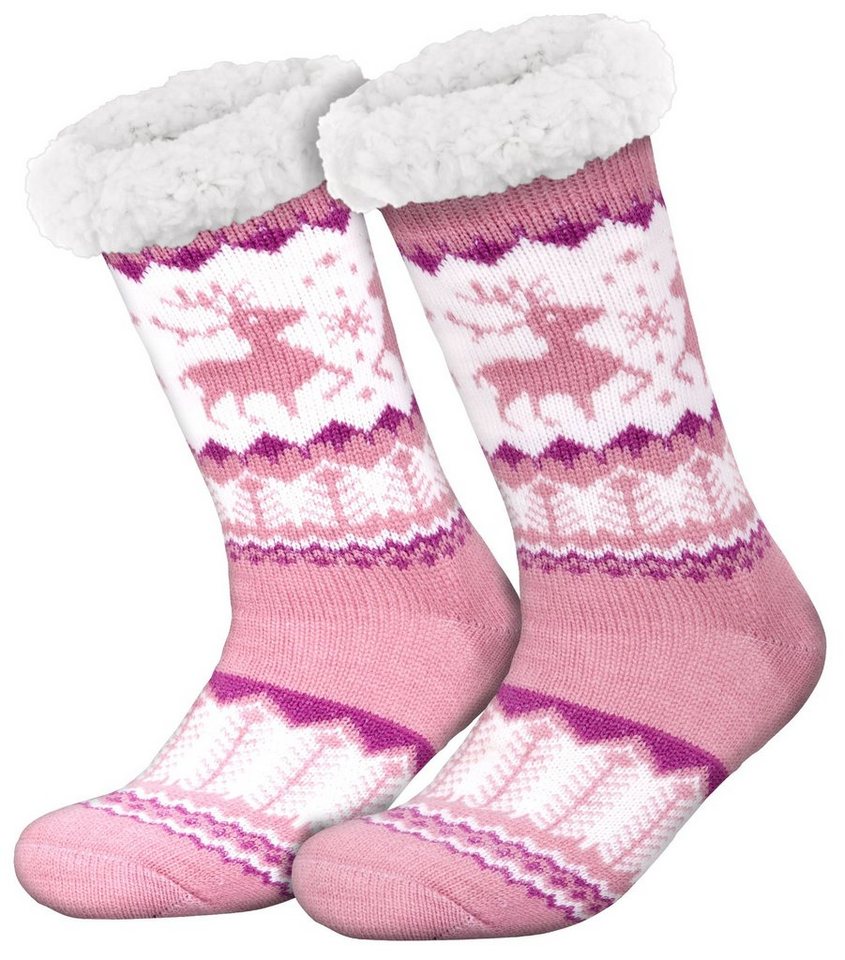 compagno Kuschelsocken (1-Paar) Kuschelsocken Noppensocken Rentiere Anti Rutsch Sohle Wintersocken Damen Herren Socken 1 Paar Einheitsgröße von compagno