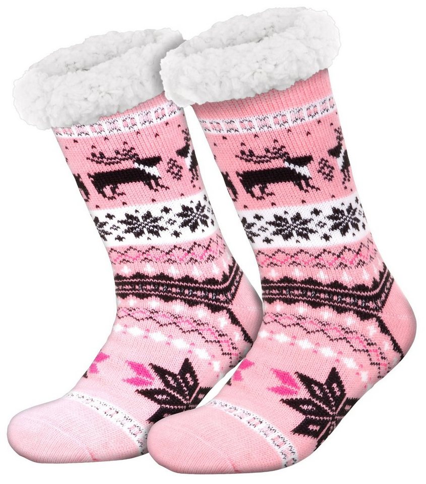 compagno Kuschelsocken (1-Paar) Kuschelsocken Norwegen Anti-Rutsch Sohle Noppensocken Wintersocken Damen Herren Socken Einheitsgröße von compagno