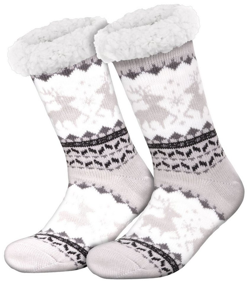 compagno Kuschelsocken (1-Paar) Kuschelsocken Rentiere Noppensocken Anti Rutsch Sohle Wintersocken Damen Herren Socken 1 Paar Einheitsgröße von compagno