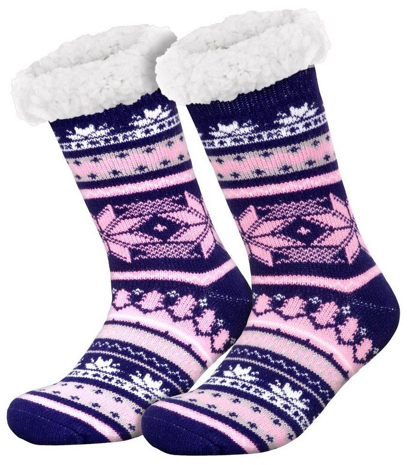 compagno Kuschelsocken (1-Paar) Kuschelsocken Schnee-Stern Noppensocken Anti Rutsch Sohle Wintersocken Damen Herren Socken Einheitsgröße von compagno