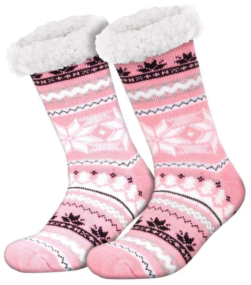 compagno Kuschelsocken (1-Paar) Kuschelsocken Schnee-Stern Noppensocken Anti Rutsch Sohle Wintersocken Damen Herren Socken Einheitsgröße von compagno