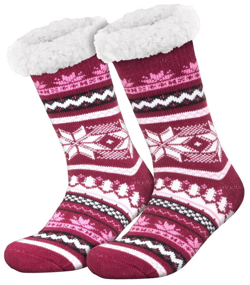 compagno Kuschelsocken (1-Paar) Kuschelsocken Schnee-Stern Noppensocken Anti Rutsch Sohle Wintersocken Damen Herren Socken Einheitsgröße von compagno