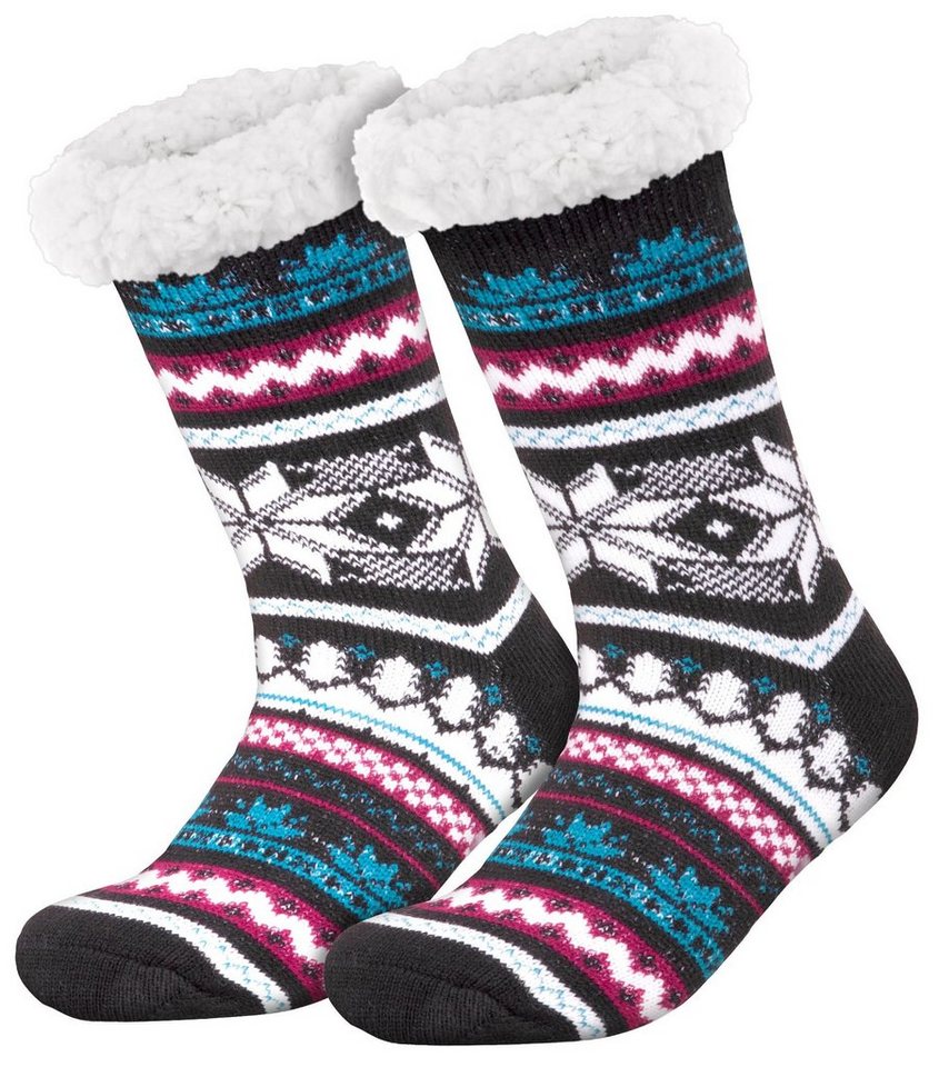 compagno Kuschelsocken (1-Paar) Kuschelsocken Schnee-Stern Noppensocken Anti Rutsch Sohle Wintersocken Damen Herren Socken Einheitsgröße von compagno