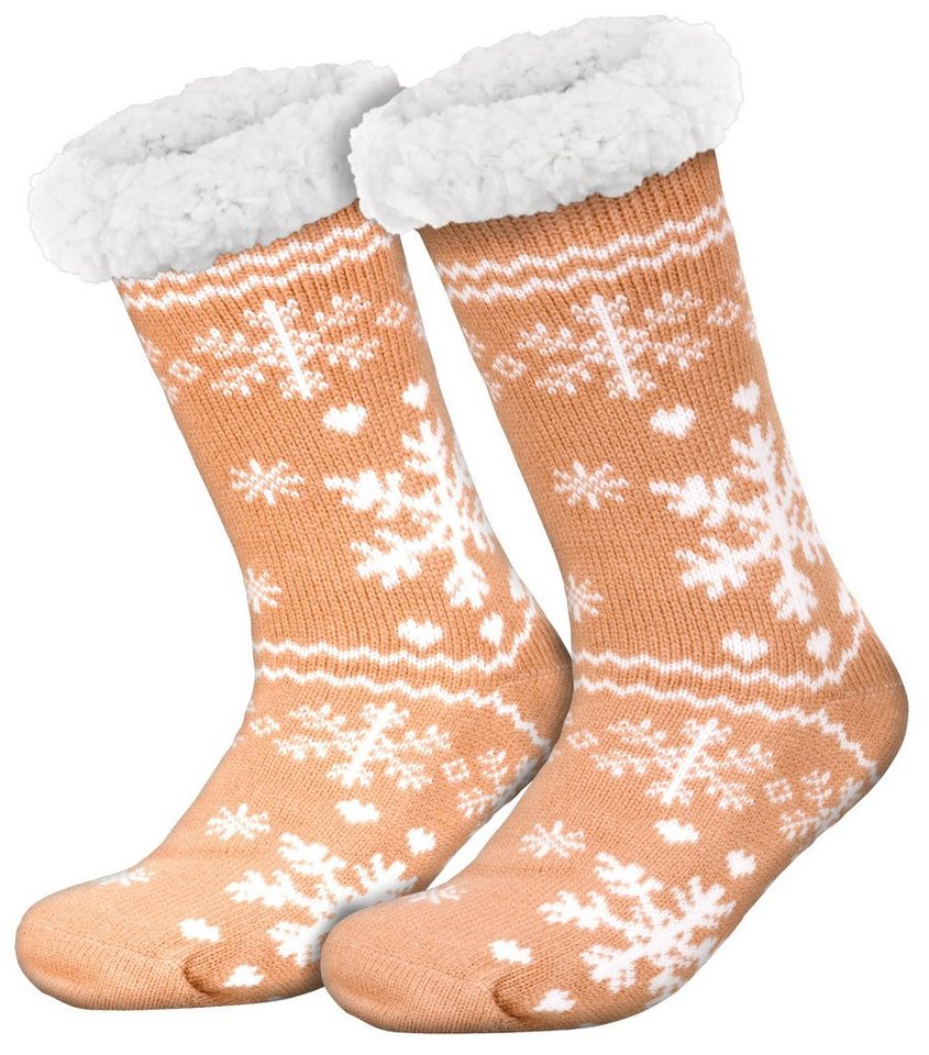 compagno Kuschelsocken (1-Paar) Kuschelsocken Schneeflocke Anti Rutsch Sohle Wintersocken Noppensocken Damen Herren Socken Einheitsgröße von compagno