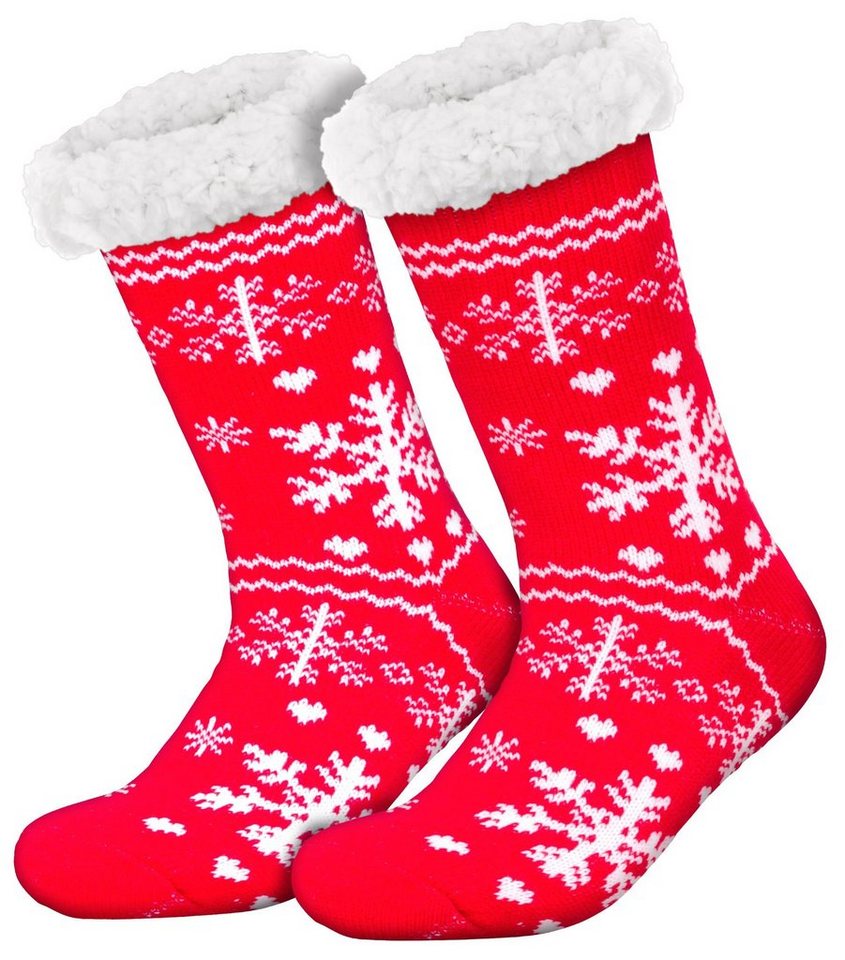 compagno Kuschelsocken (1-Paar) Kuschelsocken Schneeflocke Anti Rutsch Sohle Wintersocken Noppensocken Damen Herren Socken Einheitsgröße von compagno