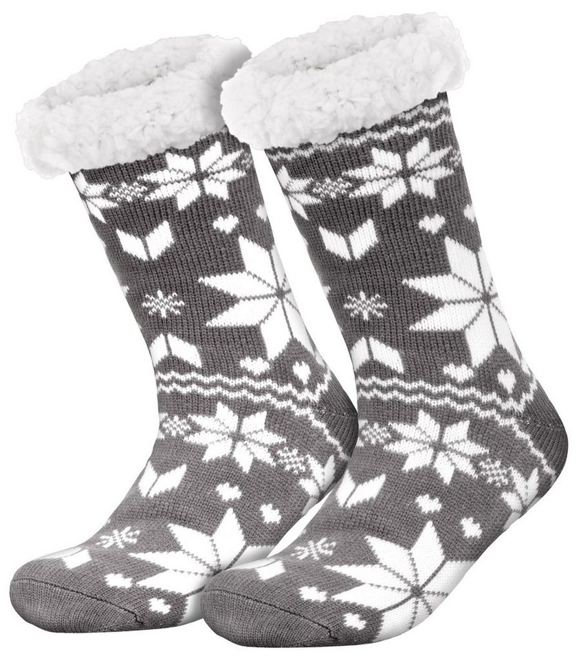 compagno Kuschelsocken (1-Paar) Wintersocken Schnee-Sterne Anti Rutsch Sohle Kuschelsocken Damen Herren Noppensocken Socken Einheitsgröße von compagno