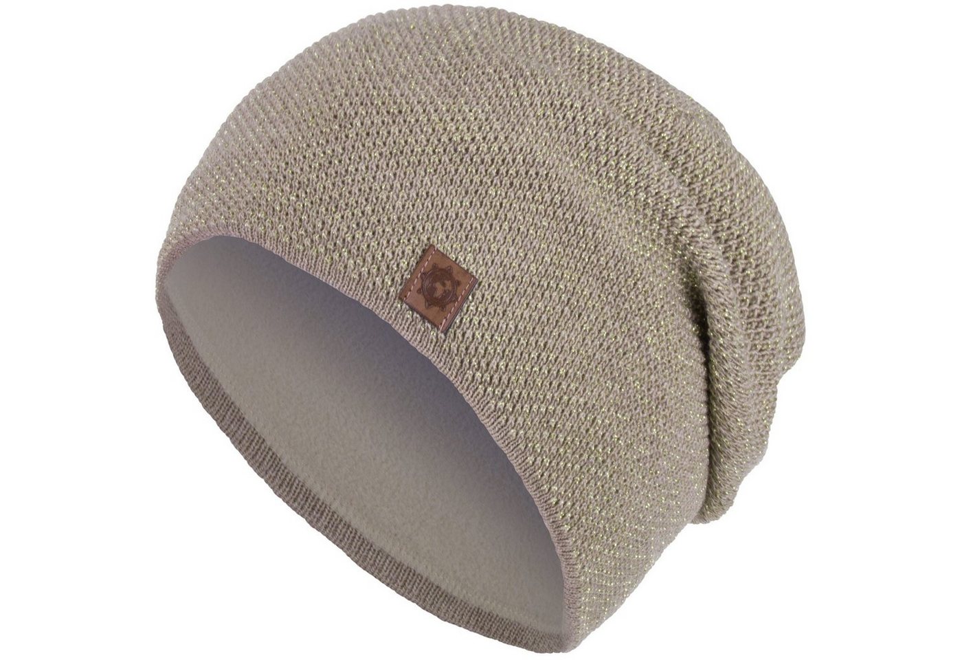 compagno Strickmütze (1-St) Damen Beanie Wintermütze Metallic-Garn Winter Mütze gefüttert von compagno