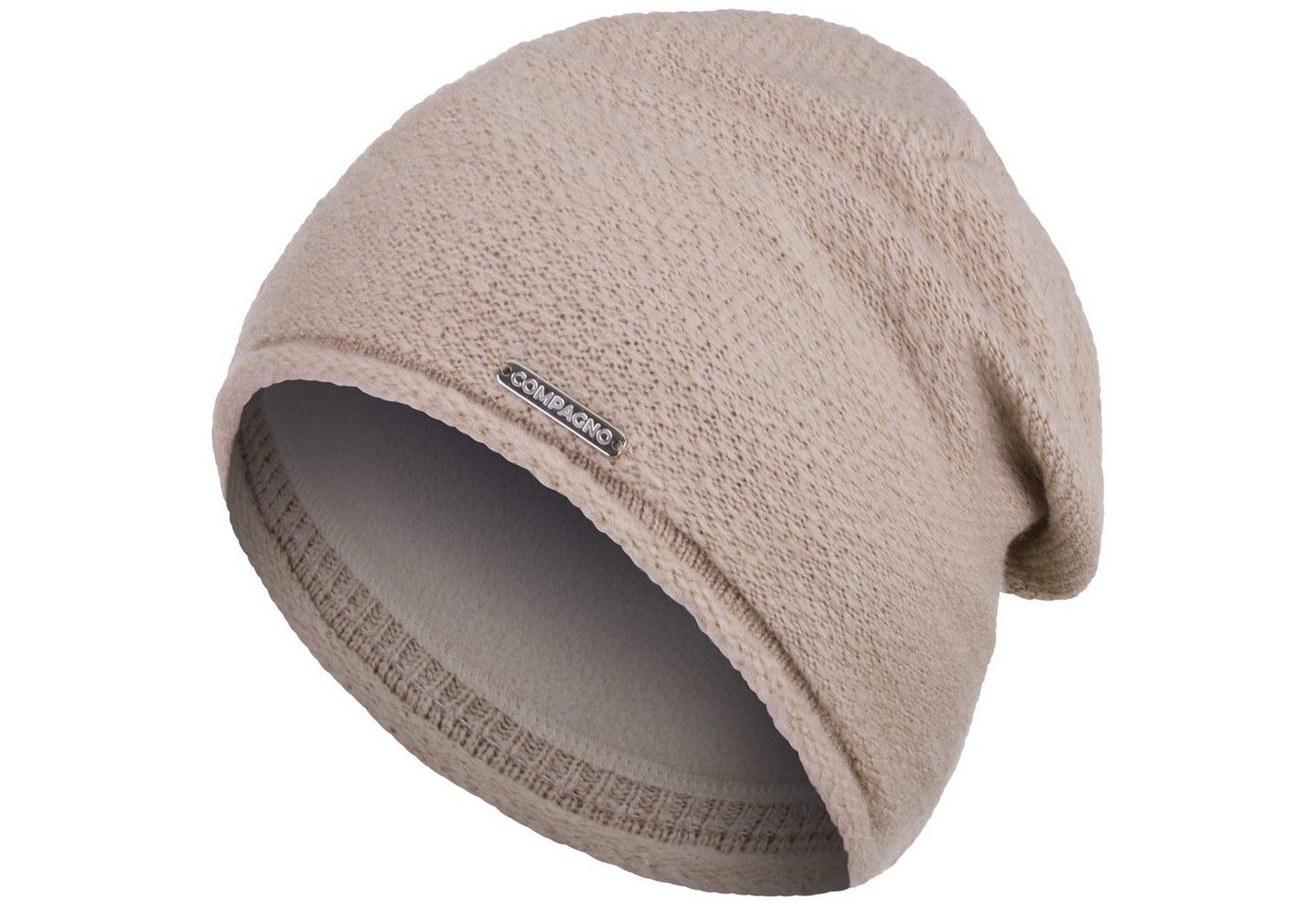 compagno Strickmütze (1-St) Klassische Beanie Wintermütze Strickmütze Damen gefüttert Fleecefutter von compagno