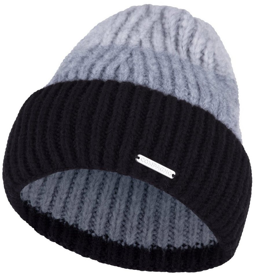 compagno Strickmütze (1-St) Klassische Beanie Wintermütze Strickmütze Damen mit breiter Krempe von compagno