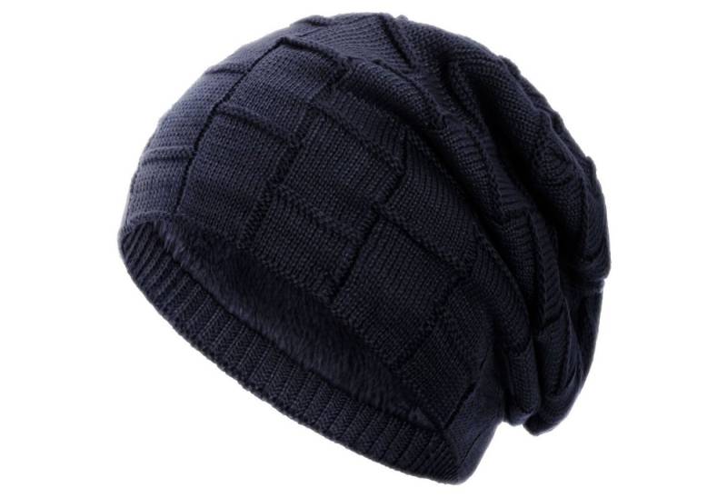 compagno Strickmütze (1-St) Warm gefüttert Beanie Wintermütze Flechtmuster uni oder meliert Mütze von compagno