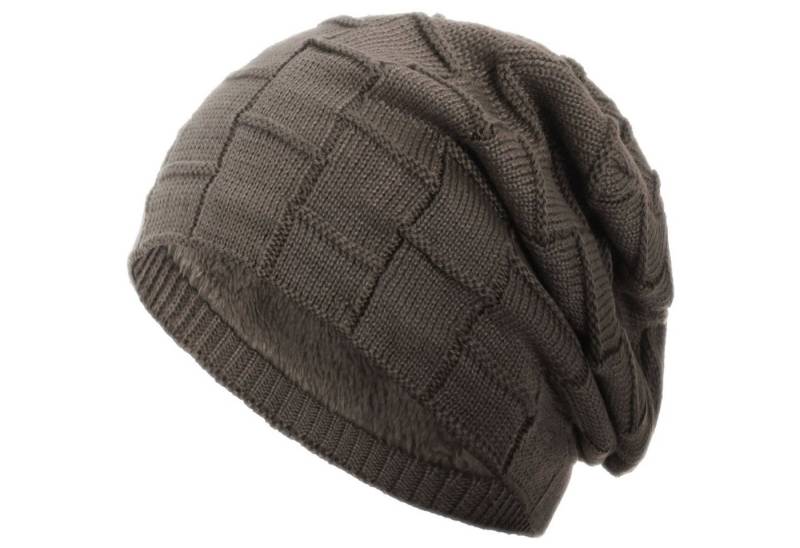 compagno Strickmütze (1-St) Warm gefüttert Beanie Wintermütze Flechtmuster uni oder meliert Mütze von compagno