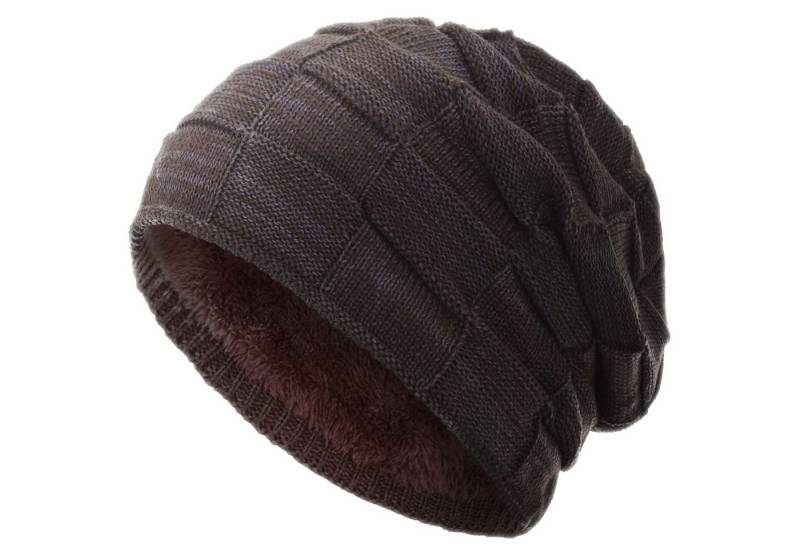 compagno Strickmütze (1-St) Warm gefüttert Beanie Wintermütze Flechtmuster uni oder meliert Mütze von compagno