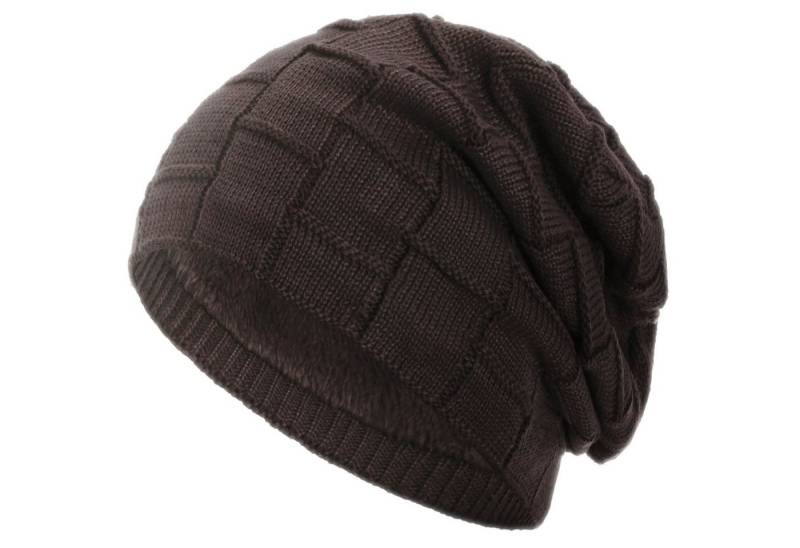 compagno Strickmütze (1-St) Warm gefüttert Beanie Wintermütze Flechtmuster uni oder meliert Mütze von compagno
