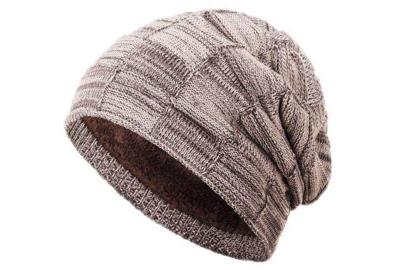 compagno Strickmütze (1-St) Warm gefüttert Beanie Wintermütze Flechtmuster uni oder meliert Mütze von compagno
