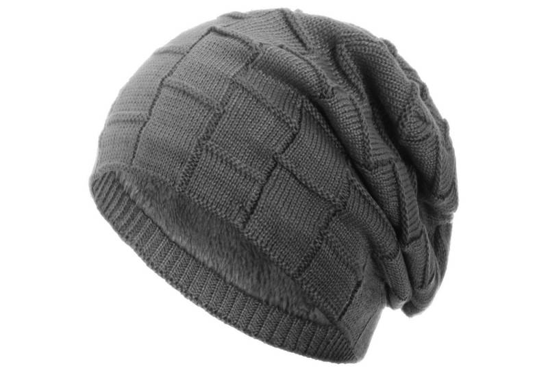 compagno Strickmütze (1-St) Warm gefüttert Beanie Wintermütze Flechtmuster uni oder meliert Mütze von compagno