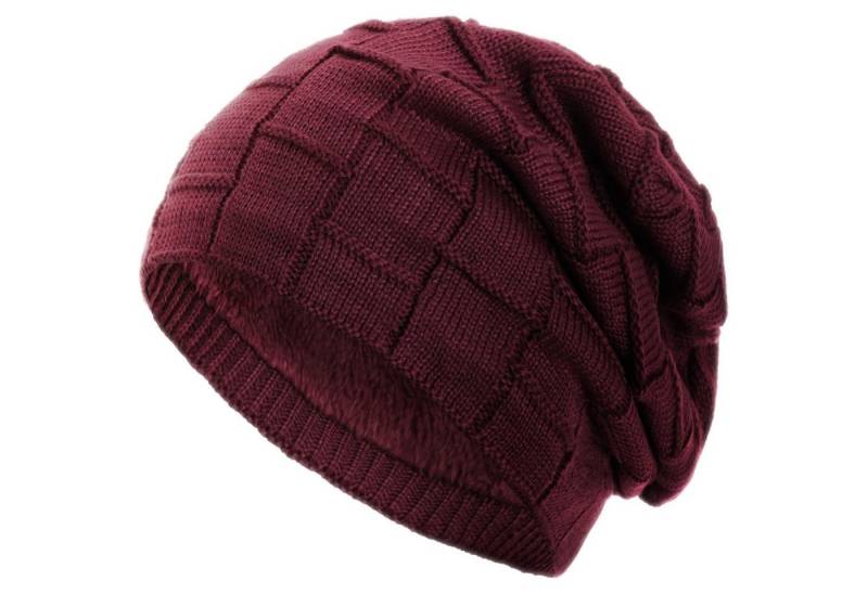 compagno Strickmütze (1-St) Warm gefüttert Beanie Wintermütze Flechtmuster uni oder meliert Mütze von compagno