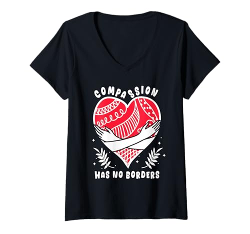 Damen Mitgefühl kennt Keine Grenzen T-Shirt mit V-Ausschnitt von compassion has no borders mental health support