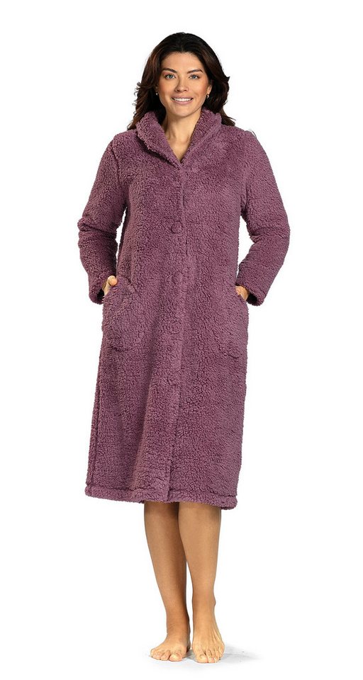 comtessa Morgenmantel Ringella Damen warmer Morgenmantel Gr. 38 S Mauve, Knöpfe, Wadenlang von comtessa
