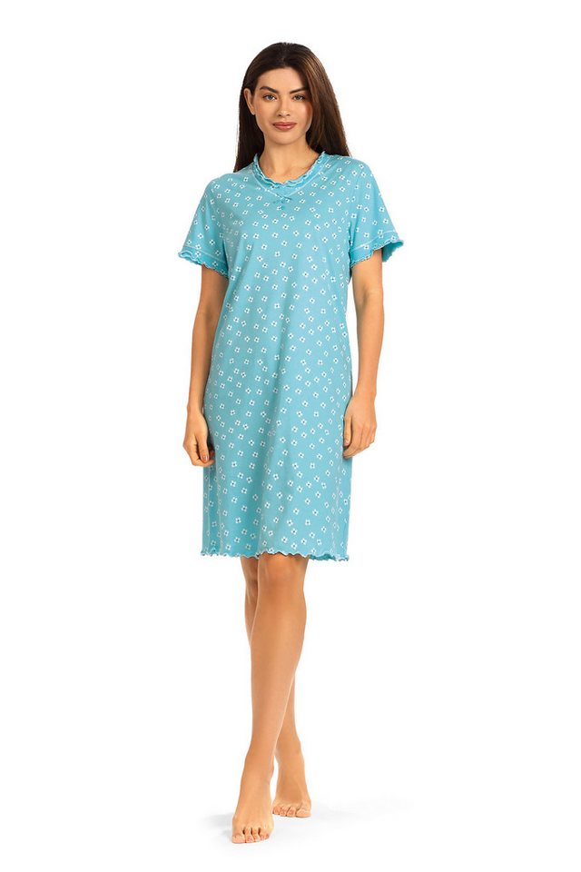 comtessa Nachthemd (Set, 1-tlg., 1-teilig) Damen Sleepshirt ca.100cm Schlafshirt Baumwolle Allover von comtessa