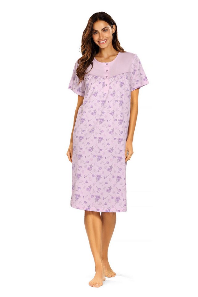 comtessa Nachthemd (Set, 1-tlg., 1-teilig) Damen Sleepshirt ca.110cm Schlafshirt Baumwolle Blumen von comtessa