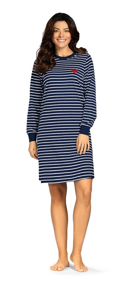 comtessa Nachthemd Comtessa Damen Nachthemd Langarm Streifen Bündchen Marine mit Bündchen von comtessa