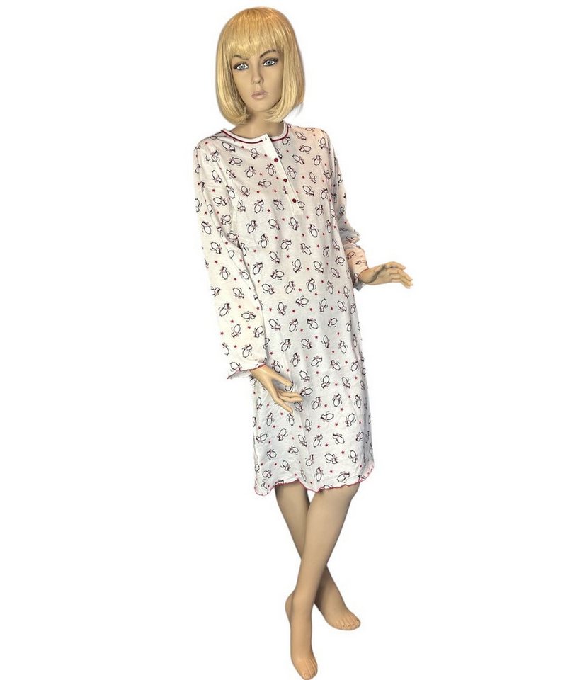 comtessa Nachthemd Damen Sleepshirt Single Jersey 100% Baumwolle, 100cm lang (Packung, 1 Stück) mit Pinguin Print und Sternen von comtessa