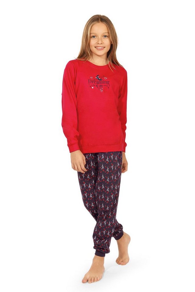 comtessa Schlafanzug Comte Kids (Set, 2 tlg., Set) Mädchen Schlafanzug Pyjama Langarm Baumwolle Bündchen Druck von comtessa