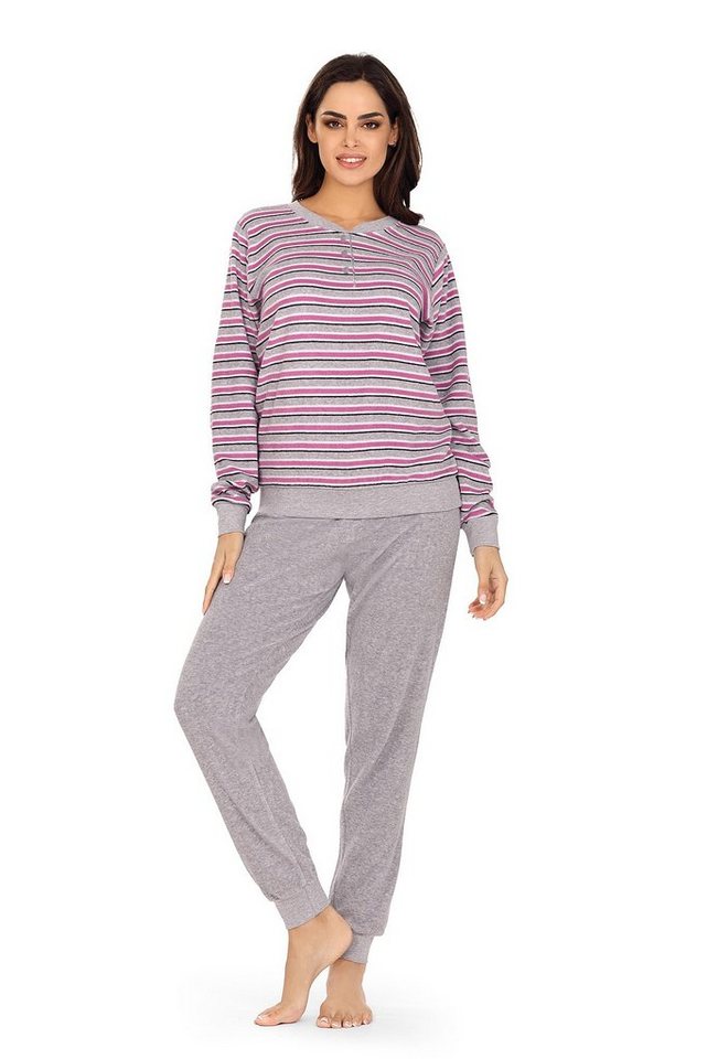 comtessa Schlafanzug (Set, 2 tlg., 2-teilig) Damen Schlafanzug 2-teilig Pyjama Knopfleiste Baumwolle Frottee von comtessa