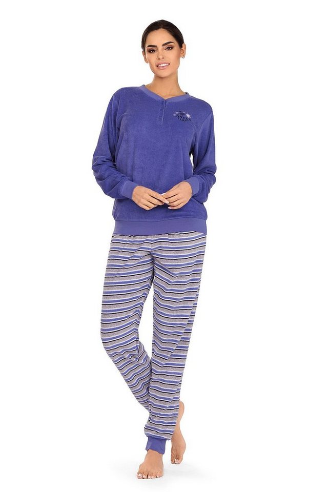 comtessa Schlafanzug (Set, 2 tlg., 2-teilig) Damen Schlafanzug 2-teilig Pyjama Knopfleiste Baumwolle Frottee von comtessa