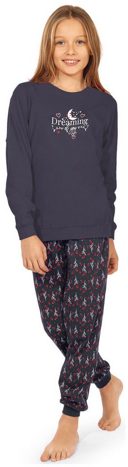 comtessa Schlafanzug Comte Kids (Set, 2 tlg., Set) Mädchen Schlafanzug Pyjama Langarm Baumwolle Bündchen Druck von comtessa