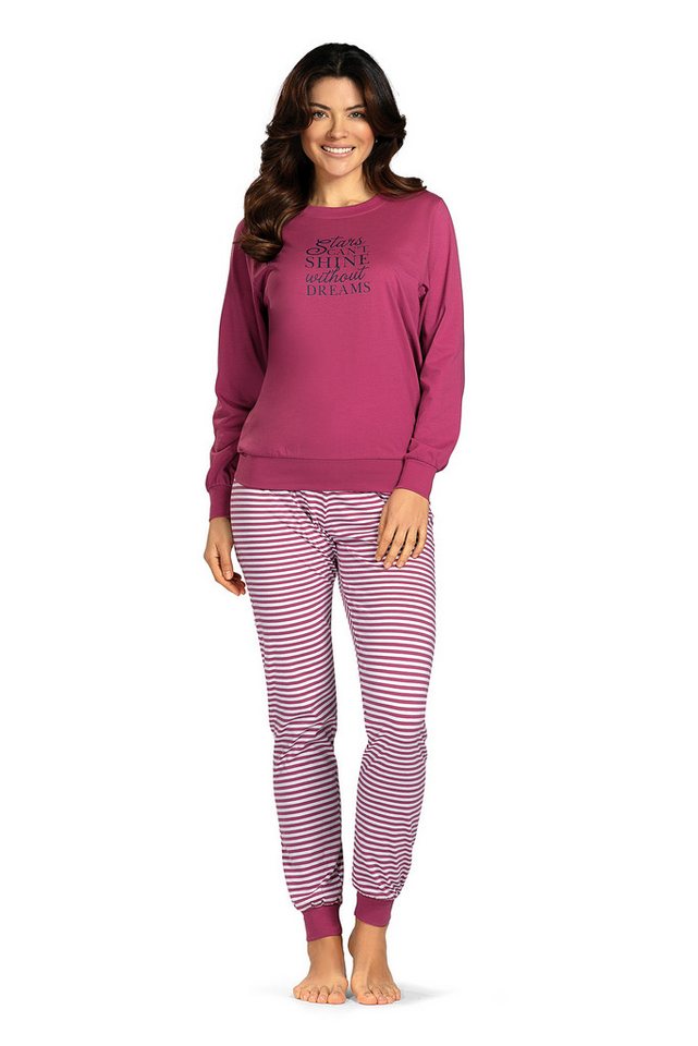 comtessa Schlafanzug Ascafa Damen Schlafanzug Langarm Bündchen in Beere von comtessa